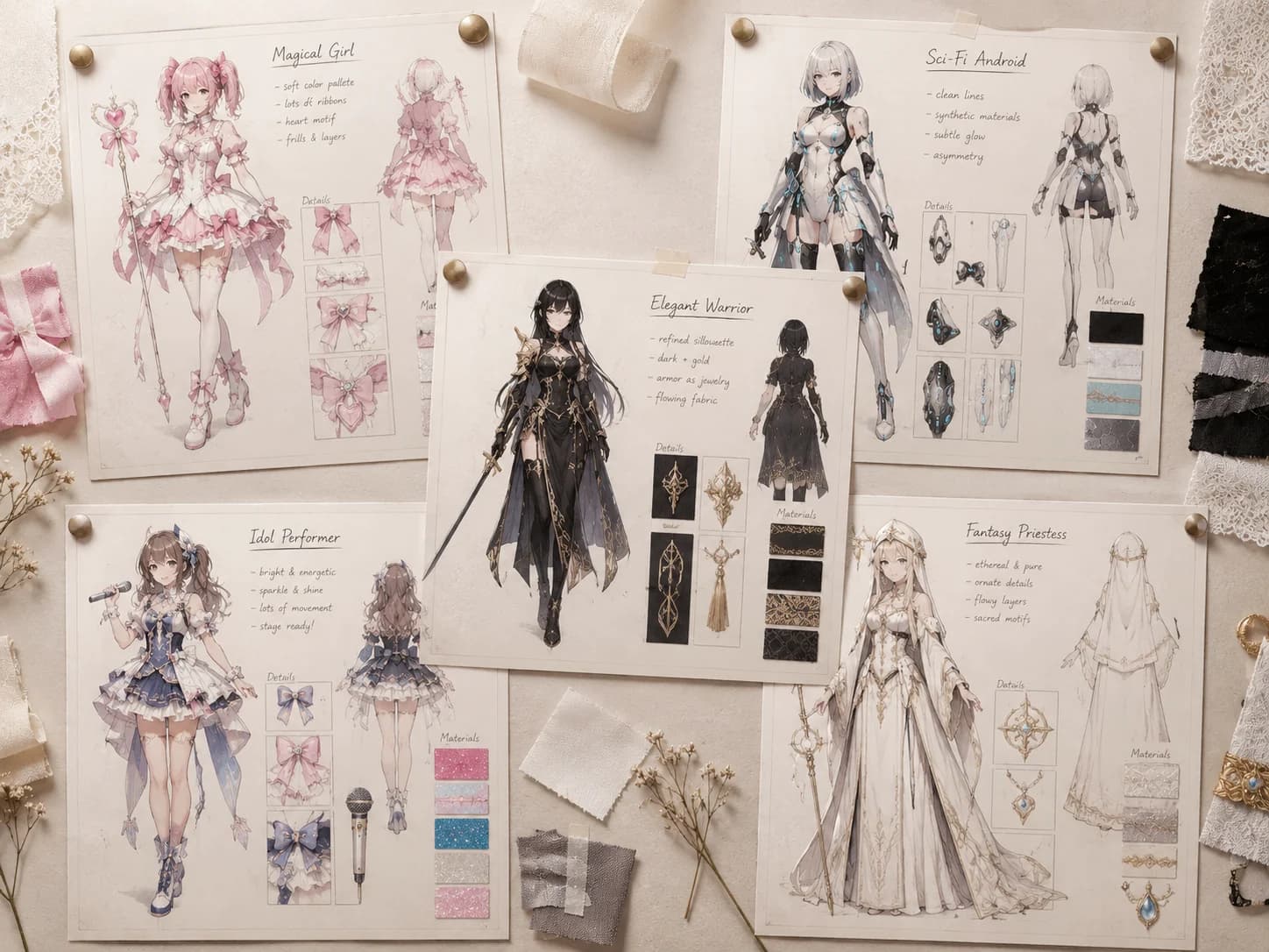 Craft planning moodboard with references and materials.